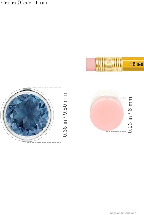 Angara Natural London Blue Topaz Solitaire Pendant for Women | Round Blue Topaz Solitaire Pendant Necklace in 14K Solid Gold/Silver/Platinum | December Birthday, Gemstone Jewellery Gift