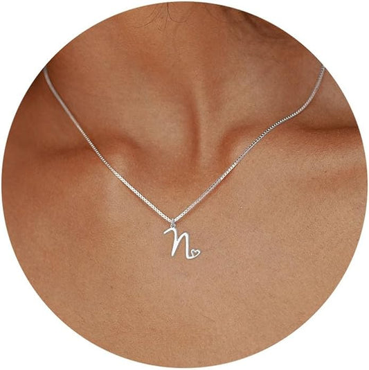 Initial Necklaces for Women Trendy, Dainty Silver Letter Necklace Cute Pendant Choker Name Necklace Personalized Costume Monogram Silver Jewelry Necklace for Women Valentines Gifts