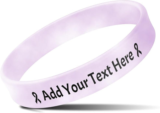 Custom Rubber Bracelets with Text Logo Clipart Customizable Bracelet Personalized 1/2 Inch Silicone Wristbands for Awareness, Events, Support, Promotions