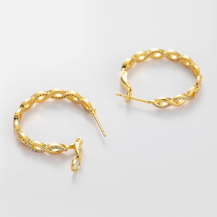 Senteria 925 Sterling Silver Earrings Hoops for Women Lightweight Twisted Hoop Earrings With Cubic Zirconia Hypoallergenic Hoops Earrings (20/30/40/50/60MM)