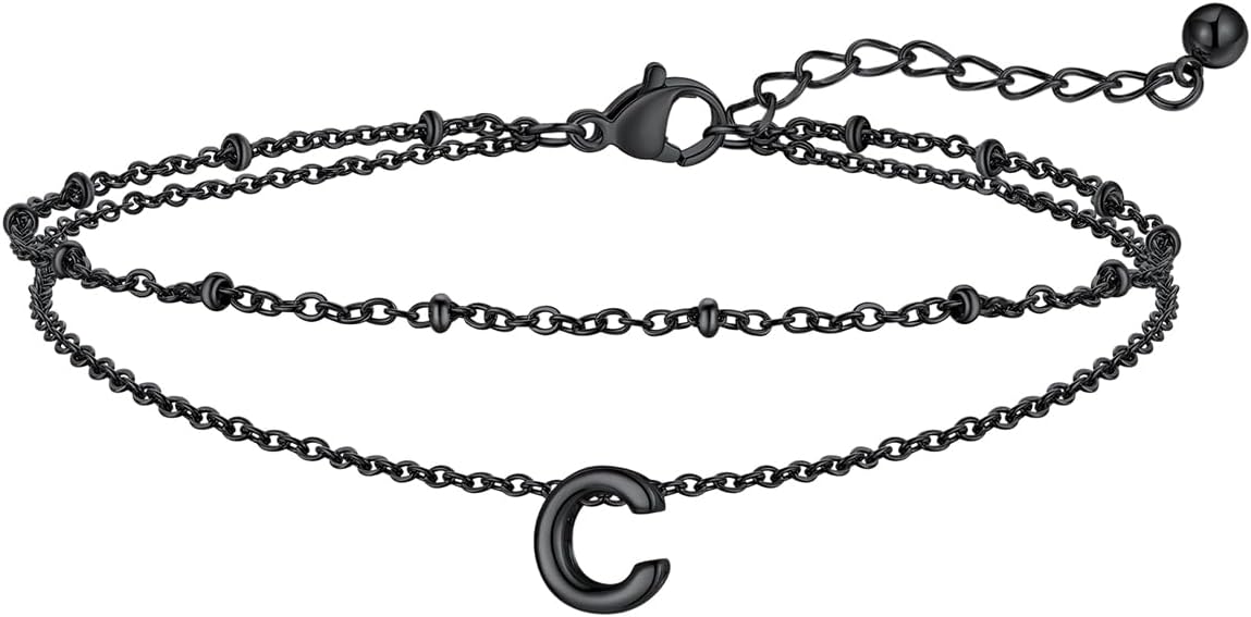 FaithHeart Initial Ankle Bracelets for Women, Waterproof 14k Gold Plated Initial Anklets Non Tarnish Stainless Steel Layered Anklet Summer Beach Foot Jewelry