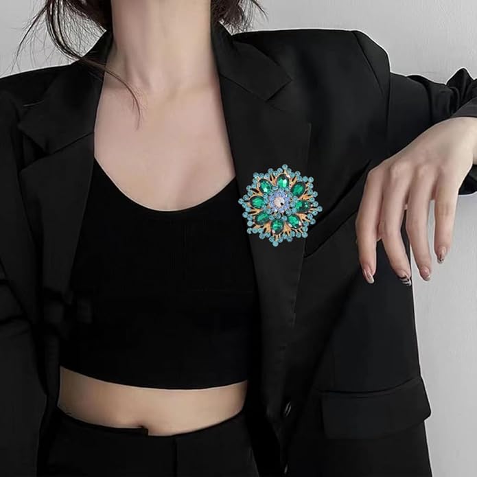 Rhinestone Flower Brooch Pin for Women Red Black Purple Flower Broochs Pin Hat Christmas Brooch Jewelry