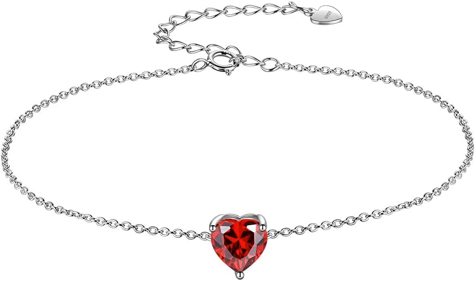 Aurora Tears 925 Sterling Silver 12 Birthstone Hearts Jewelry Women Crystal Wedding/Engagement/Bridal Heart Necklace/Earring/Ring/Bracelet Sets Jewellery