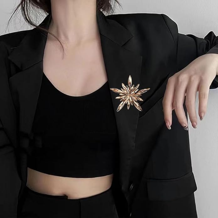 Rhinestone Flower Brooch Pin for Women Red Black Purple Flower Broochs Pin Hat Christmas Brooch Jewelry