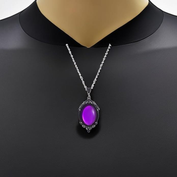 MIFYNN Gothic Stardust Crystal Cameo Necklace Red Purple Crystal Pendant Necklace Vintage Satan Demon Halloween Jewelry for Women