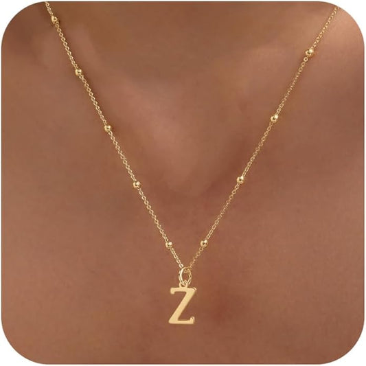 Initial Necklaces for Women Dainty Gold Letter Pendant Necklace 14k Gold Plated A-Z Name Necklaces Cute Charm Choker Necklace Fashion Accessories Non Tarnish Trendy Jewelry Gift