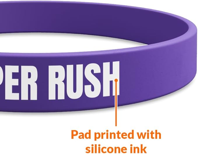 Super Rush Wristbands | Fast Delivery | Fully Customizable | Great For Events, Fundraisers & Promotions | 1/2" Wide | Available In Bulk