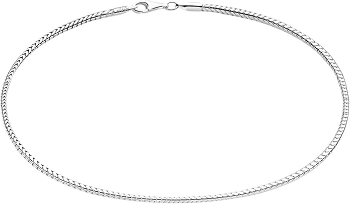 Savlano 925 Sterling Silver Solid Italian Figaro, Rope,Herringbone, Curb, Ball Bead, Snake, Mariner Chain Anklet for Women, Comes in 0.8mm - 5mm With Gift Box