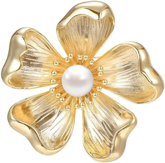 Flower Brooch Pin Rhinestones Pearl Flower Brooches Floral Pin Jewelry for Women Girls
