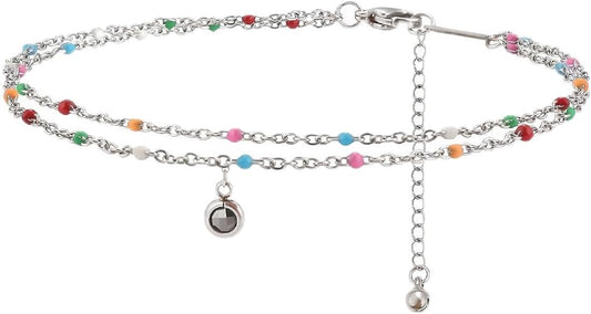 Colorful Beaded Anklets for Women Handmade Beach Boho Stackable Beads Ankle Jewelry Gift Hawaii Summer Beach Waterproof Surfer Starfish Adjustable
