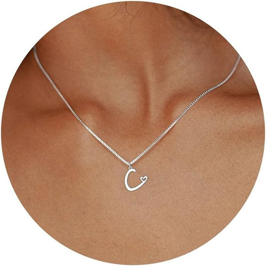Initial Necklaces for Women Trendy, Dainty Silver Letter Necklace Cute Pendant Choker Name Necklace Personalized Costume Monogram Silver Jewelry Necklace for Women Valentines Gifts