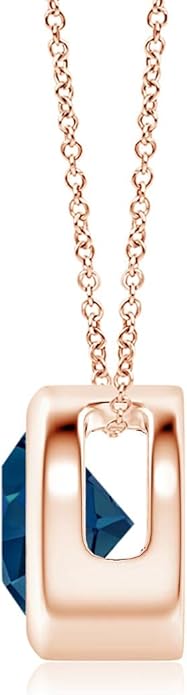 Angara Natural London Blue Topaz Solitaire Pendant for Women | Round Blue Topaz Pendant Necklace in 14K Solid Gold/Silver/Platinum With 18" Chain | December Birthday, Gemstone Jewelry Gift