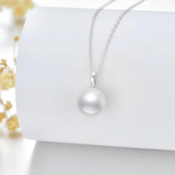 10K Gold Freshwater Culturend Pearl Pendant Necklaces for Women, Birthda Jewelry Gifts for Her, 16-18 Inch