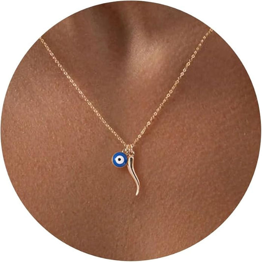Gold Necklace for Women-14k Gold Plated Infinity Necklace Star Of David Necklace Evil Eye Cross Pendants Heart Dainty Gold Necklace For Women