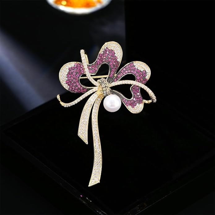 14K Gold Luxury Butterfly Brooch Sparkling Moissanite Accents & Enamel Painted Details, Retro Chic for Cheongsam, Coats & Formal Attire
