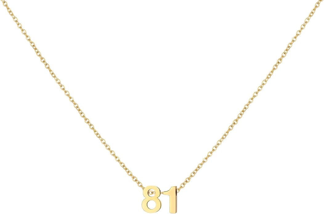 Number Necklace for Women Dainty 18K Gold Plated Pendant Necklace Charm Birth Month Personalized Jewelry Birthday Gift