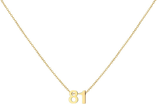 Number Necklace for Women Dainty 18K Gold Plated Pendant Necklace Charm Birth Month Personalized Jewelry Birthday Gift