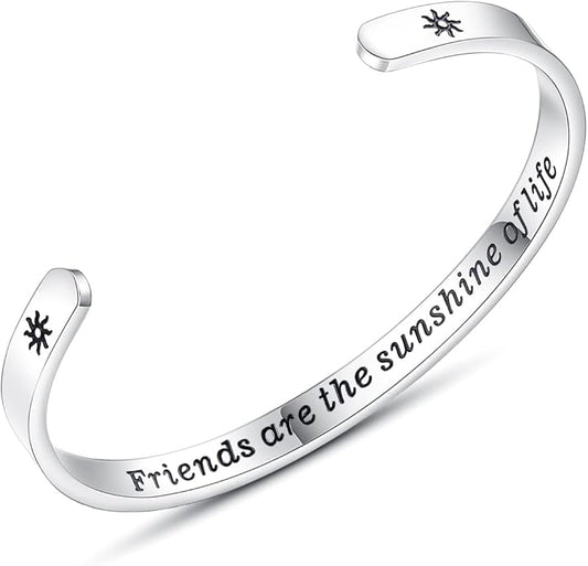 TONY & SANDY Inspirational Bracelets for Women Teen Girls Personalized Gifts for Daughter Granddaughter Mom Sister Friends Stainless Steel Engraved Cuff Birthday Easter Christmas