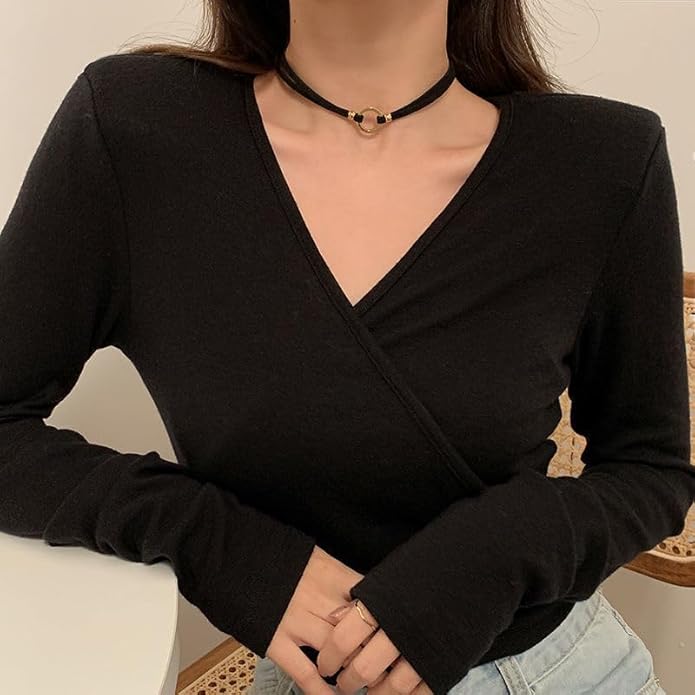 Sora Tuki Black Choker Necklace for Women 1cm-3cm Wide Velvet Leather Lace Chocker Tattoo Collar 90s Goth Jewelry