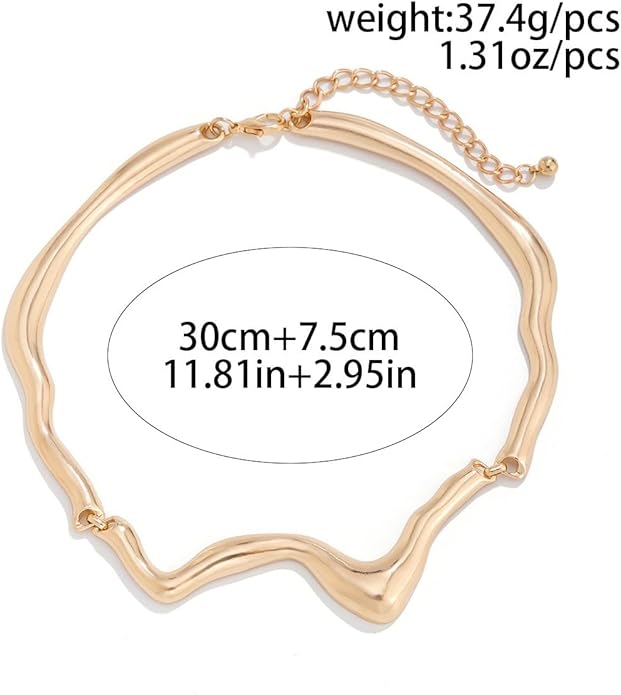 Punk Dripping Water-drop Choker Necklace for Women,Thick Drippy Chain Liquid Metal Collar Necklace Rocker Hip-hop Necklace Cool Metallic Unique Funky Statament Grunge Jewelry