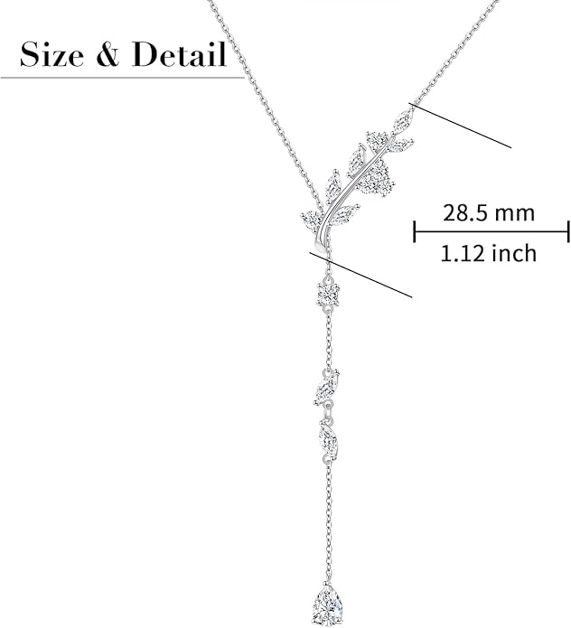 Long Necklace Sterling Silver Larait Bar Y Lariat Long Chain Drop Adjustable Necklace Gift for Her, 30"