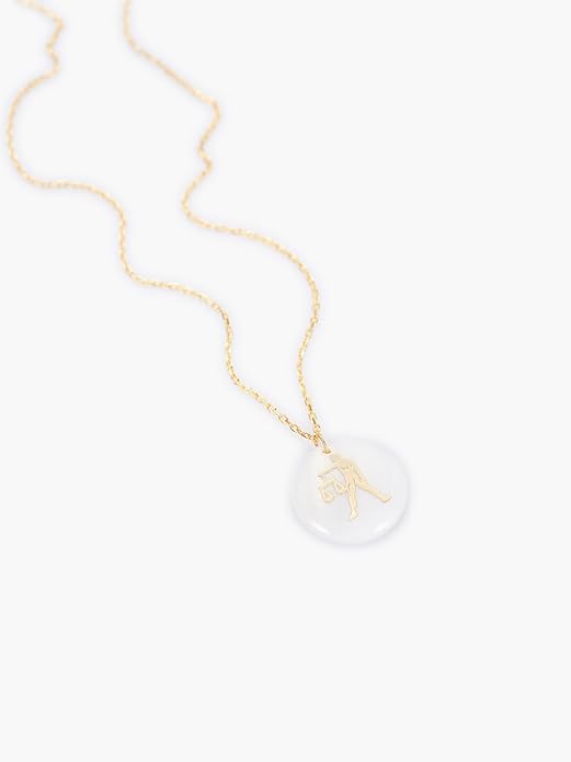 Zodiac Sign Necklace – Mother of Pearl Pendant – Available in Two Finish 925 Sterling Silver and 14K Gold Plated – Adjustable Chain – Horoscope Jewelry Gift with Zodiac Card & Gift Box