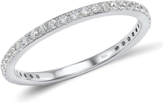 Santuzza 925 Sterling Silver Stackable Ring Engagement Wedding Band Stacking Ring for Women