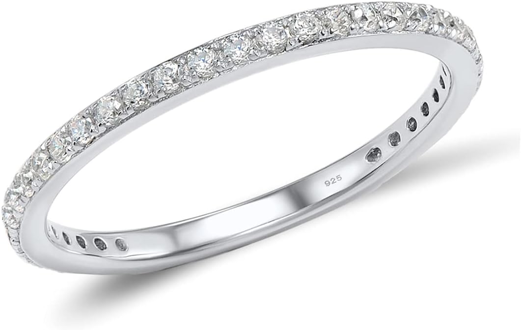 Santuzza 925 Sterling Silver Stackable Ring Engagement Wedding Band Stacking Ring for Women