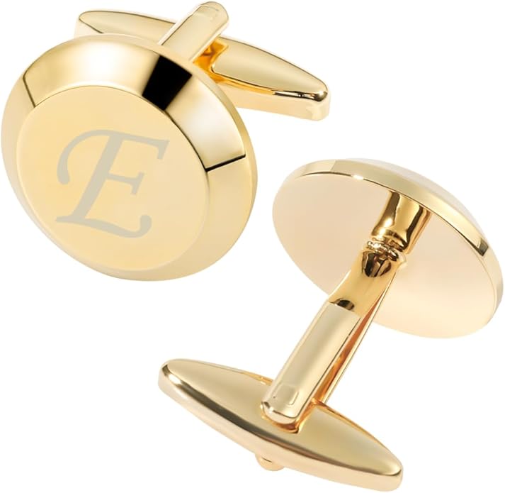 GWD Cufflinks for Men Stainless Steel Initial Cuff Links Alphabet Letter A-Z Groom Father Gift