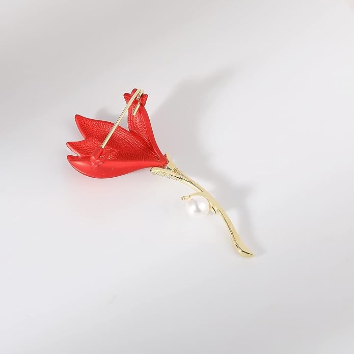 AILONMEI Red Rose Flower Brooches and Pins for Women Costume Jewelry Brooch Pins Broches Jewelry for Women Elegant Lady Pin