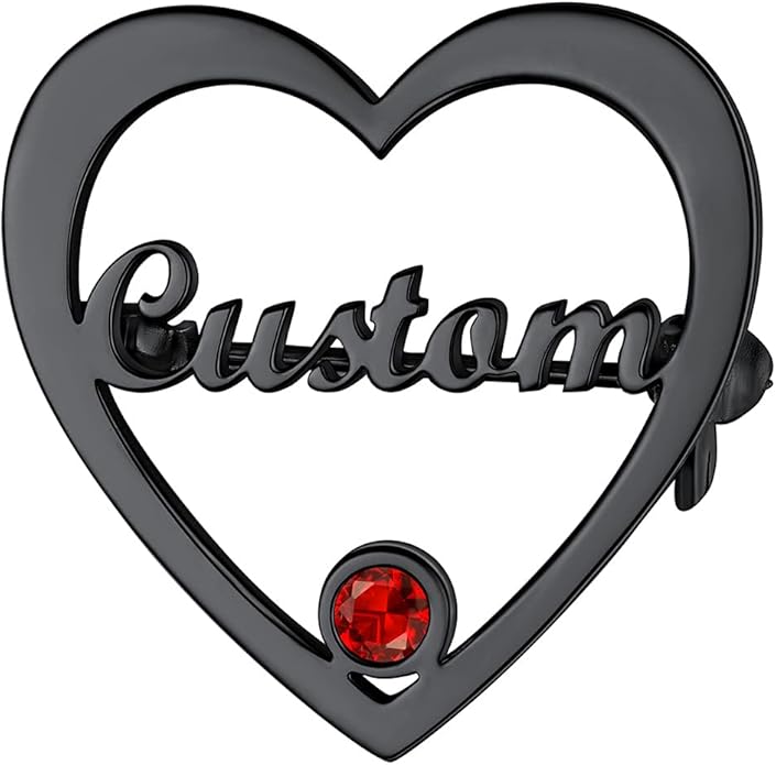 Custom4U Custom Name Pin Personalized Brooch Pins for Women Men Stainless Steel Name Tag with Letters/Initials - Silver/Gold/RoseGold/Black Customized Jewelry Gifts for Birthday Wedding Business Party