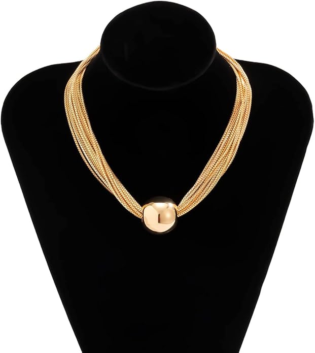 YOOESTORES82 14k Gold Chunky Bead Choker Adjustable Necklace for Women,Trendy Bohemia Chains Choker Statement Necklace Jewelry for Gifts Prom Party