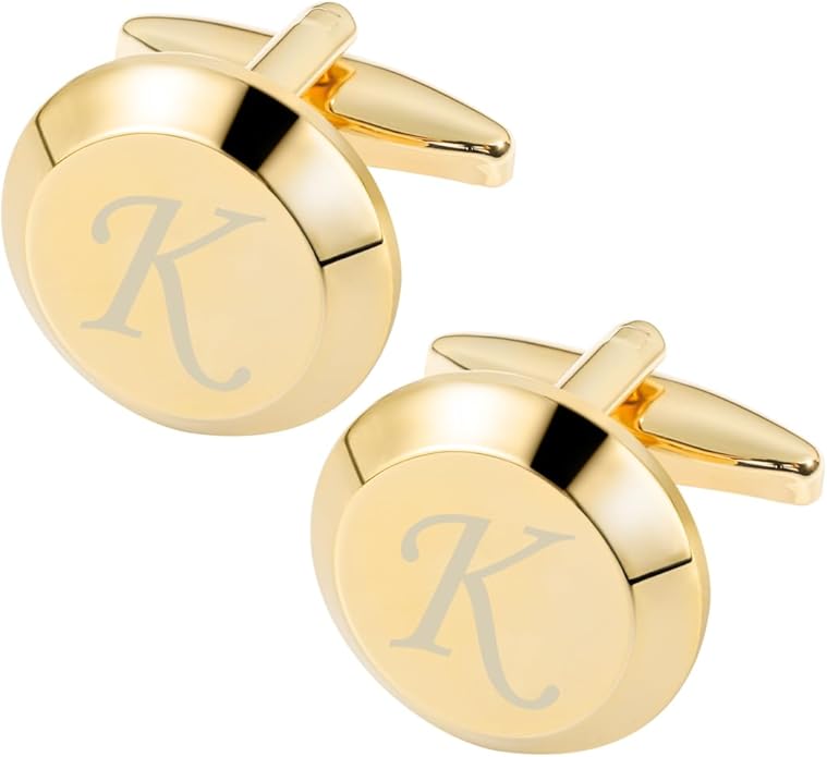 GWD Cufflinks for Men Stainless Steel Initial Cuff Links Alphabet Letter A-Z Groom Father Gift