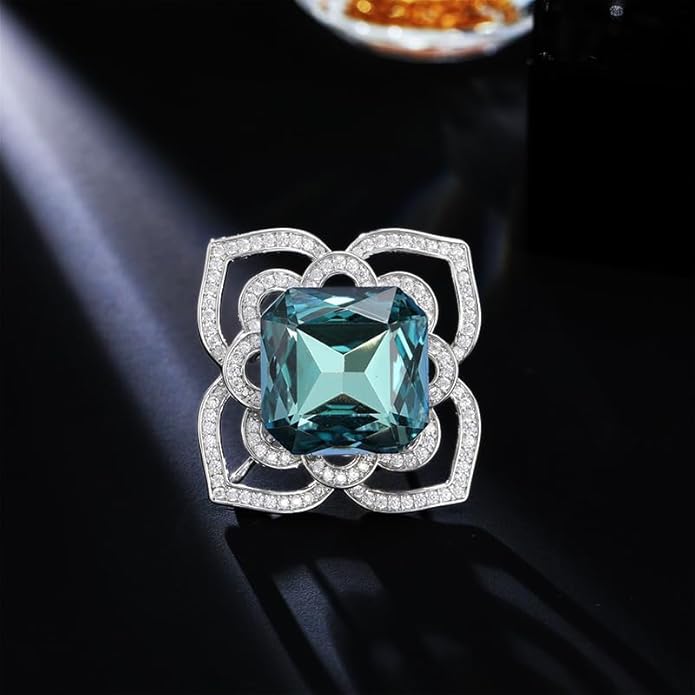 14K Gold Mother of Pearl Camellia Brooch, Luxury Moissanite Flower Pin, Sophisticated Accessory for Dinners and Parties