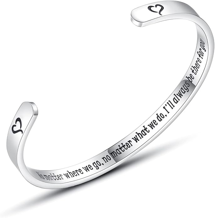 TONY & SANDY Inspirational Bracelets for Women Teen Girls Personalized Gifts for Daughter Granddaughter Mom Sister Friends Stainless Steel Engraved Cuff Birthday Easter Christmas