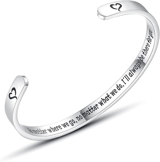 TONY & SANDY Inspirational Bracelets for Women Teen Girls Personalized Gifts for Daughter Granddaughter Mom Sister Friends Stainless Steel Engraved Cuff Birthday Easter Christmas