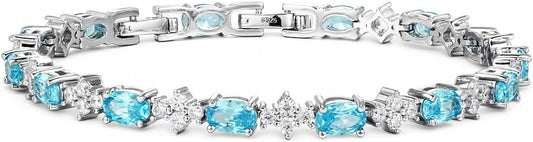 Tennis Birthstone Bracelets Sterling Silver Bracelets Charm Jewelry Birthday Gifts for Women,Girlfriend,Wife,Mom - Graduation, Friendship,Birthday, Anniversary