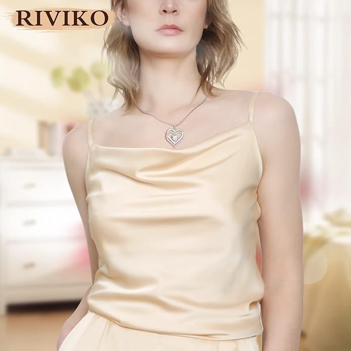 RIVIKO Infinity Heart Symbol Necklace for Women 925 Sterling Silver Love Heart Pendant Valentine's Day Mother's Day Anniversary Birthday Christmas Jewelry Gifts for Women Mom Wife Sister Her Friends
