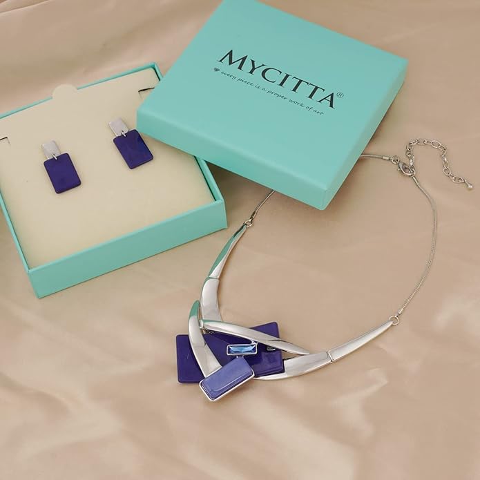 Vintage Chunky Statement Jewelry Set Retro Leaf Floral Geometric Bohemian Boho Bib Necklace Earring Set Fashion Costume Jewelry for Women Girls Wedding Party Prom Unique Gift