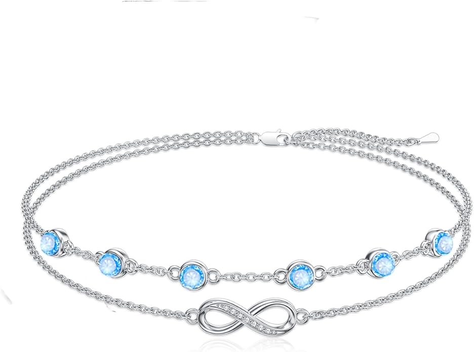 Dorunmo Anklet Bracelets For Women 925 Sterling Silver Birthstone/Infinity/Butterfly/Evil Eye/Turtle/Pineapple/Starfish/Heart Anklets Bracelets Jewelry Gifts for Women