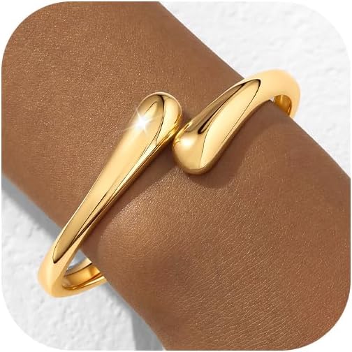 Bangle Bracelets for Women | 14K Gold Plated Trendy Wide Bracelets | Hinged Arm Cuff Bangles Chunky Bracelet for Women