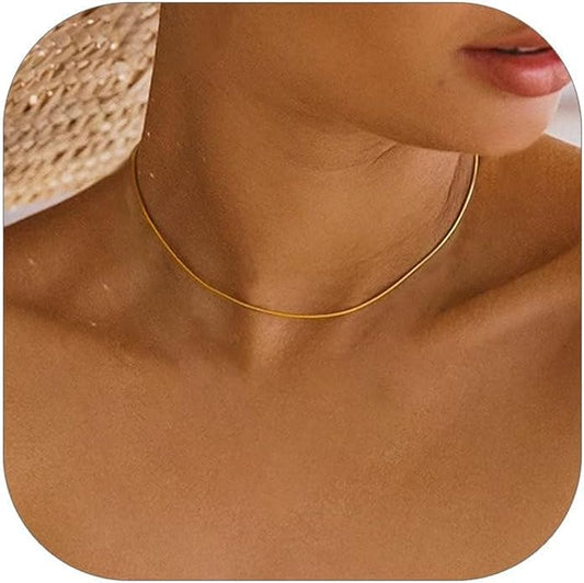 ChainsHouse Snake Chain Necklace for Women 1.2mm, 18-30" Adjustable with 5cm Extender for Pendants Lockets, Rose Gold/Stainless Steel/Black/14K Gold Hypoallergenic Dainty Jewelry Gift