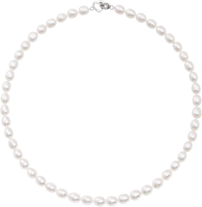 Kikioo Freshwater Cultured Pearl Necklace for Women, 6MM-8MM Dainty Pearl Choker Necklace, Wedding Jewelry, Simple Beaded Pearl Necklace, Delicate Bridesmaid Jewelry Gifts