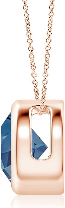 Angara Natural London Blue Topaz Solitaire Pendant for Women | Round Blue Topaz Pendant Necklace in 14K Solid Gold/Silver/Platinum With 18" Chain | December Birthday, Gemstone Jewelry Gift