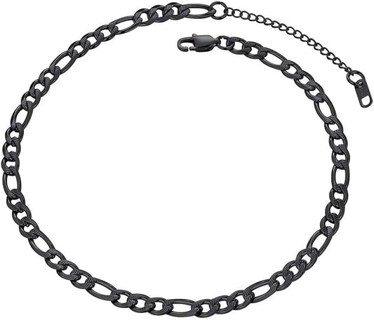 PROSTEEL 316L Stainless Steel Figaro Cuban Chain Necklace for Men, Black/18K Real Gold Plated, 4/5/6/7.5/9/10/13mm, 14inch-30inch, Come with Box
