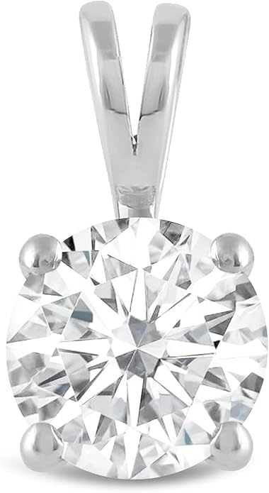 Everyday Elegance Solid 14K Gold Cubic Zirconia Solitaire Pendant Necklace for Women Heart, Princess, Round, Oval, Emerald, Pear & Cushion Cut 1 or 2 CTW | .60mm Thick 16" 18" Length Box Link Chain