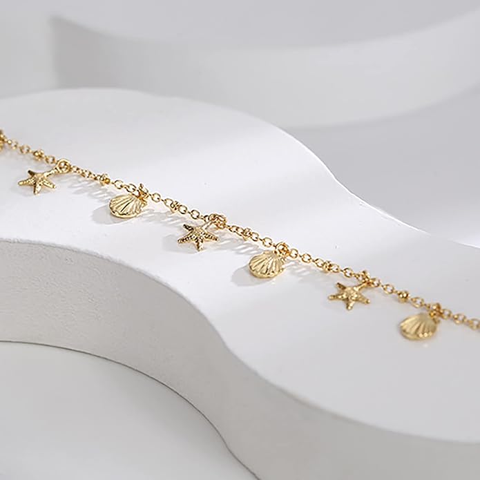Lit Wall Gold Anklets for Women 18K Gold Plated Adjustable Summer Simple Foot Jewelry Ankle Bracelet for Women