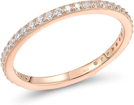 Santuzza 925 Sterling Silver Stackable Ring Engagement Wedding Band Stacking Ring for Women