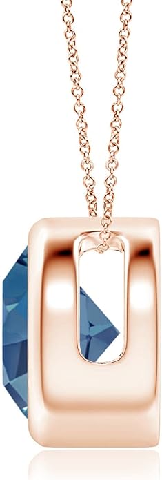Angara Natural London Blue Topaz Solitaire Pendant for Women | Round Blue Topaz Pendant Necklace in 14K Solid Gold/Silver/Platinum With 18" Chain | December Birthday, Gemstone Jewelry Gift