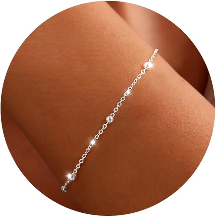 Moodear Stackable Bracelets for Men - Dainty 925 Sterling Silver/14K Gold Plated Cuff Snake Box Cuban Link Chain Bangle Bracelet Set Mens Jewelry